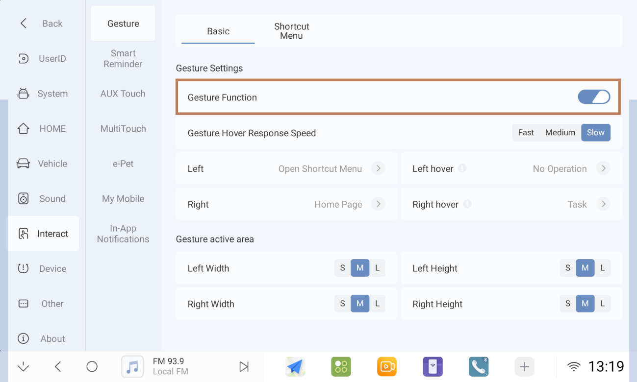 Full-screen Gestures Step 1
